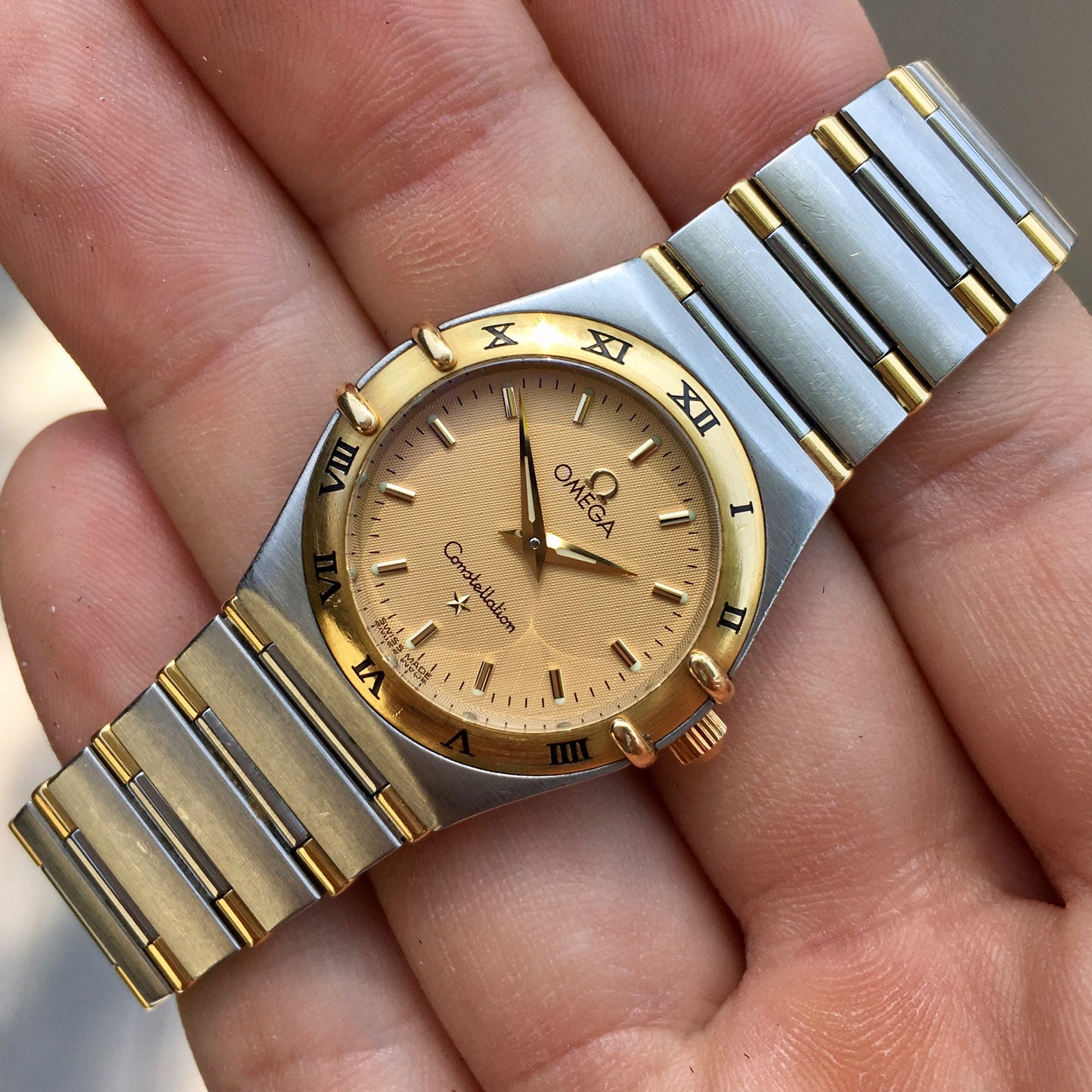 Omega Constellation Ladies Two Tone Steel Gold Champagne Quartz 25mm Wristwatch - Hashtag Watch Company