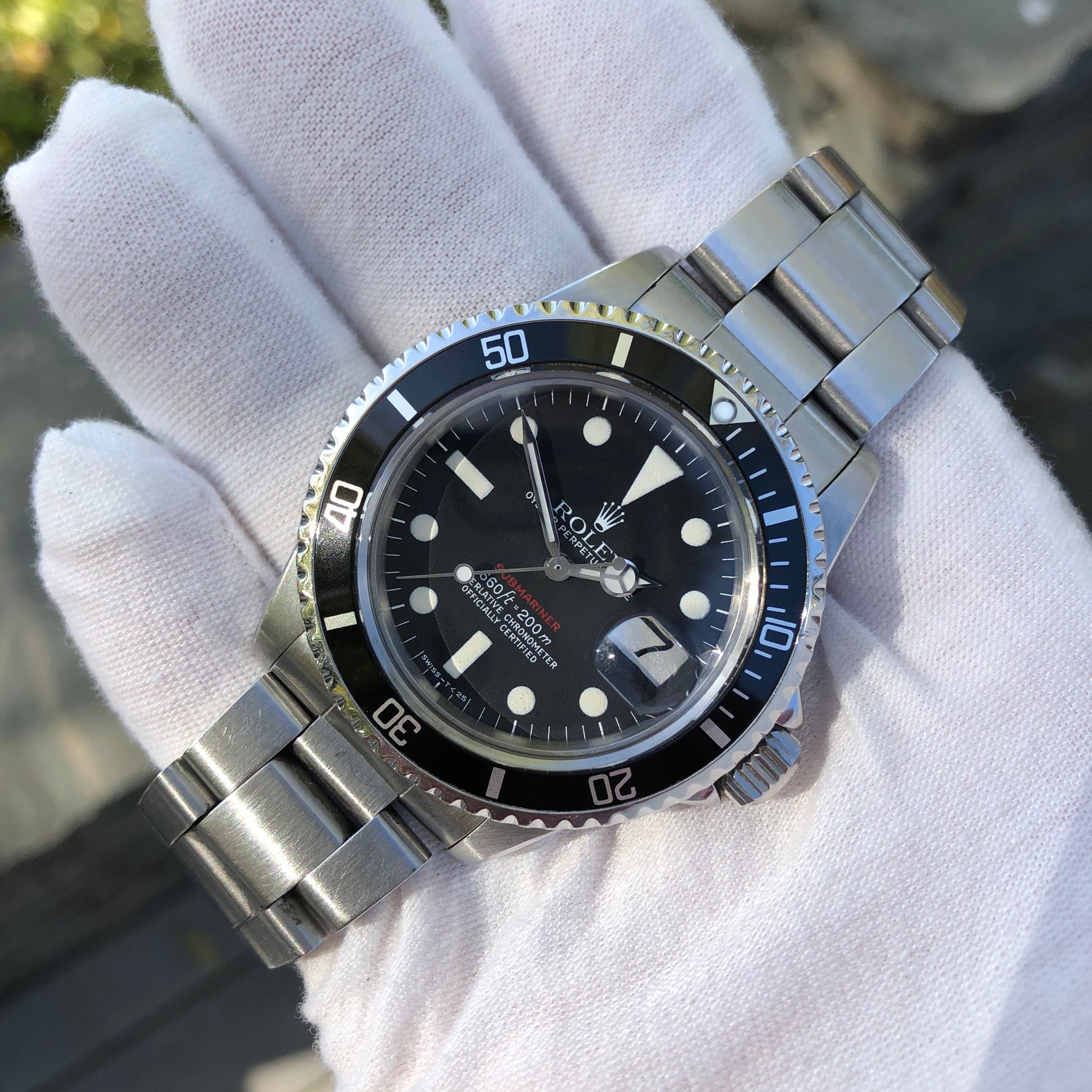 Vintage Rolex Red Submariner 1680 Mk VI Black Dial Wristwatch Circa 1973 - Hashtag Watch Company