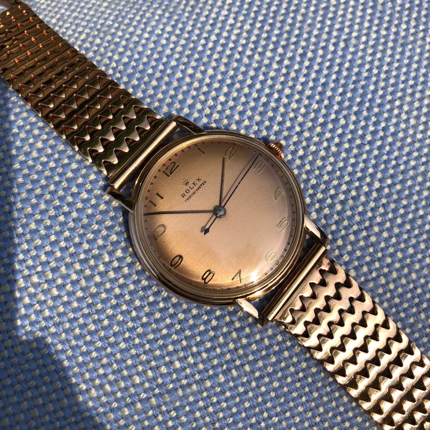 Vintage Rolex 4222 Chronometer 14K Rose Gold Manual 35mm Dress Wristwatch Circa 1955 - Hashtag Watch Company