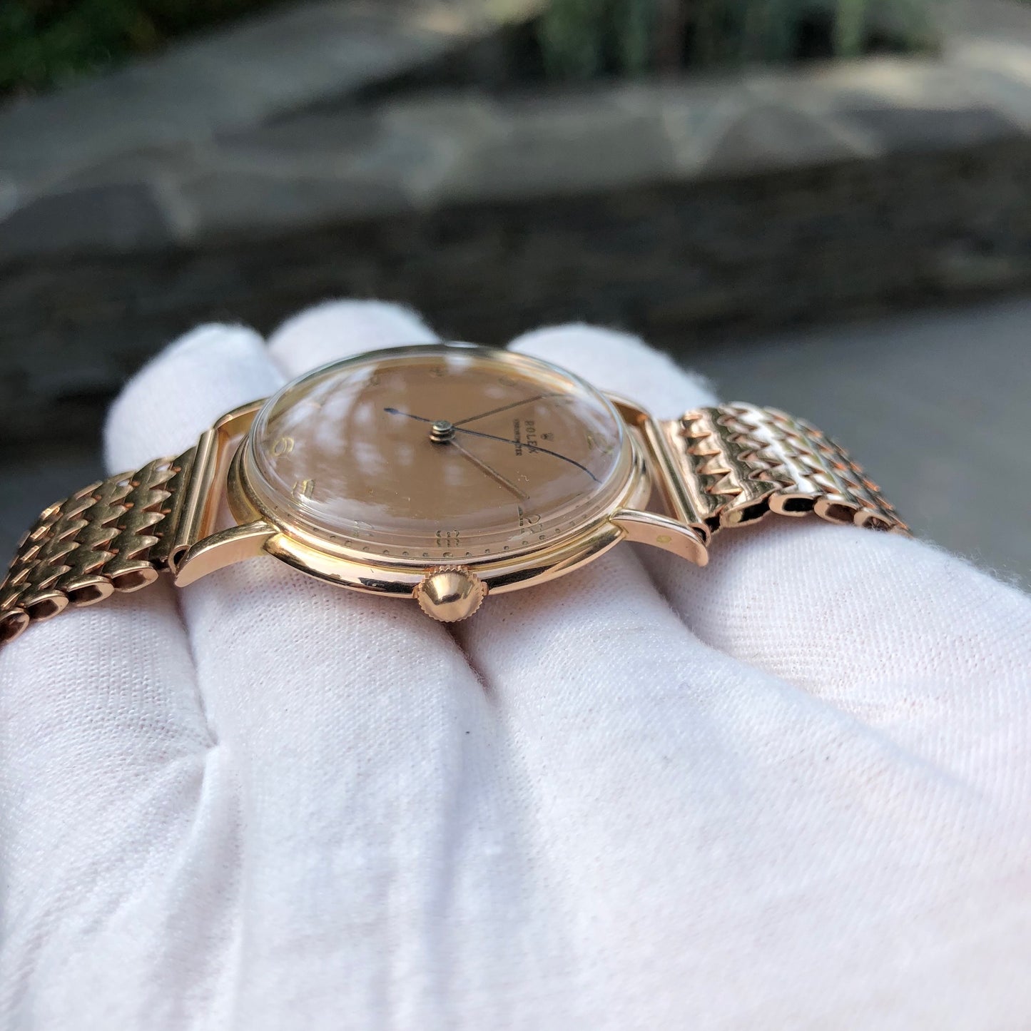 Vintage Rolex 4222 Chronometer 14K Rose Gold Manual 35mm Dress Wristwatch Circa 1955 - Hashtag Watch Company