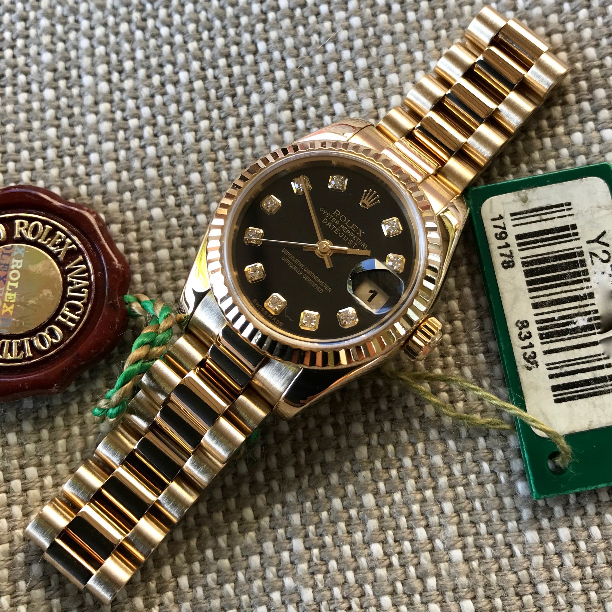 Rolex Datejust 179178 Ladies President Black Diamond Automatic 26mm Wristwatch Box & Papers - Hashtag Watch Company