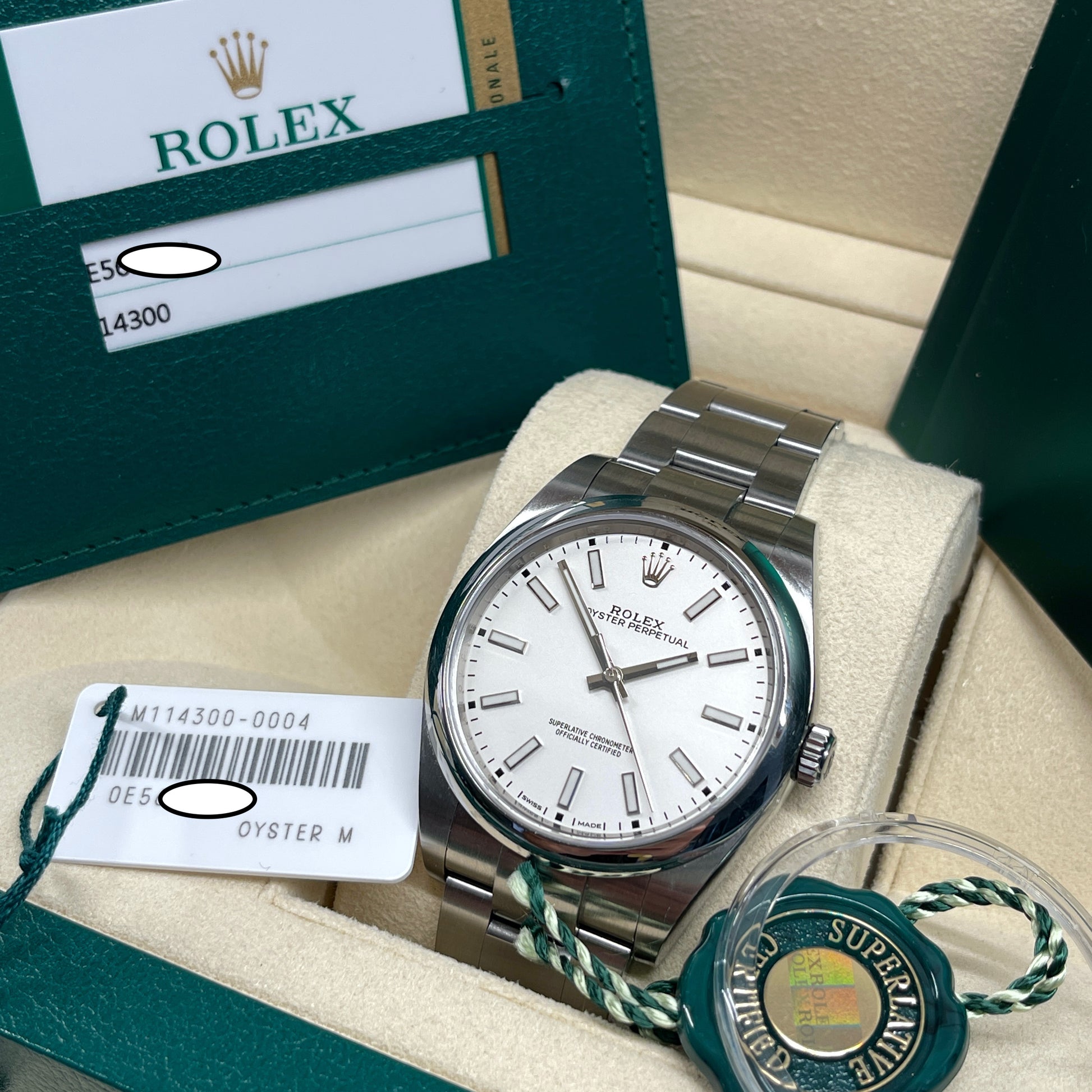 2019 Rolex Oyster Perpetual 114300 White 39mm Stainless Steel Wristwatch Box Papers - Hashtag Watch Company