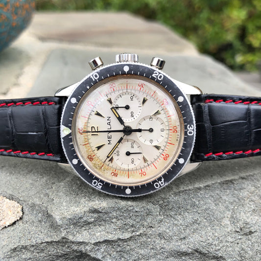 Vintage Meylan 816A Stainless Steel Chronograph Manual 37mm Wristwatch Circa 1960's - Hashtag Watch Company