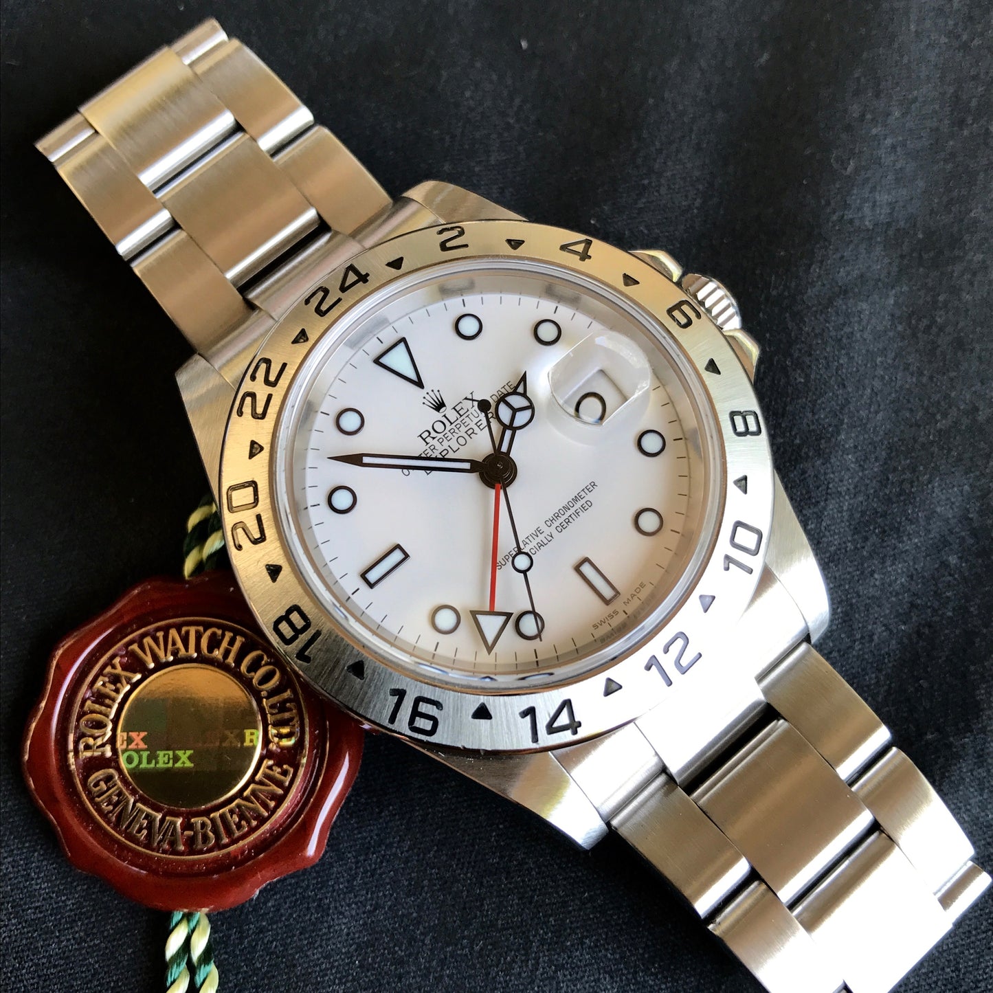 Rolex Explorer II 16570 Stainless Steel GMT Oyster "Z" Serial No Holes Automatic Wristwatch Box & Papers - Hashtag Watch Company