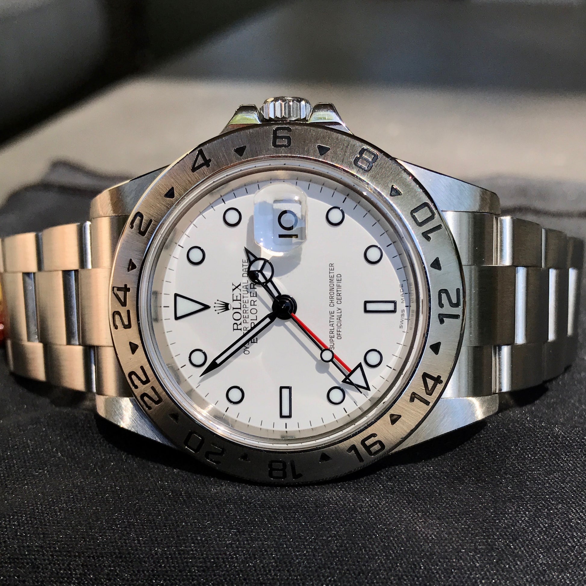 Rolex Explorer II 16570 Stainless Steel GMT Oyster "Z" Serial No Holes Automatic Wristwatch Box & Papers - Hashtag Watch Company