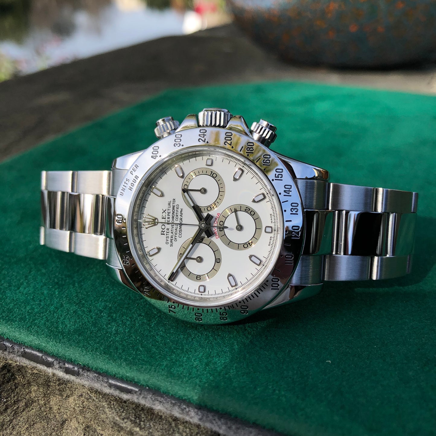 Rolex Daytona Cosmograph 116520 White Steel Automatic Chronograph 2008 Rehaut Box Papers - Hashtag Watch Company