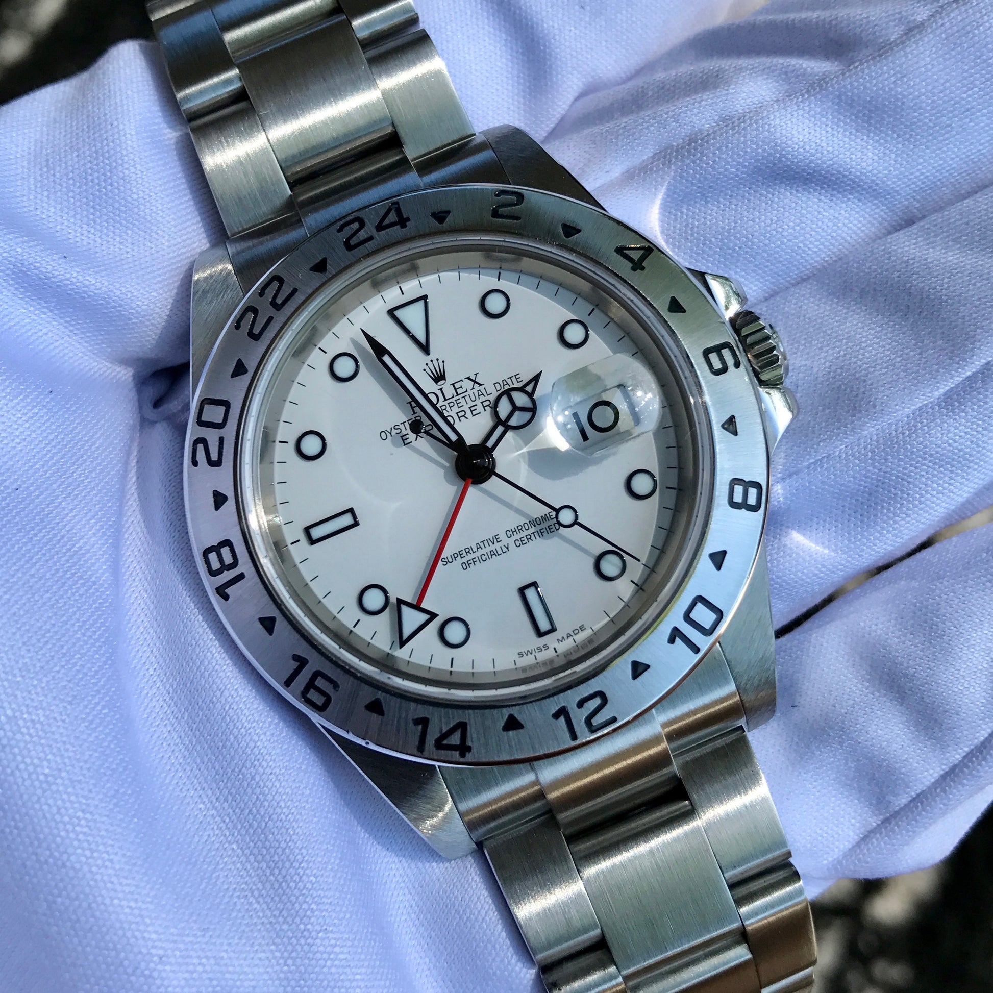 Rolex Explorer II 16570 Stainless Steel GMT Oyster "Z" Serial No Holes Automatic Wristwatch Box & Papers - Hashtag Watch Company
