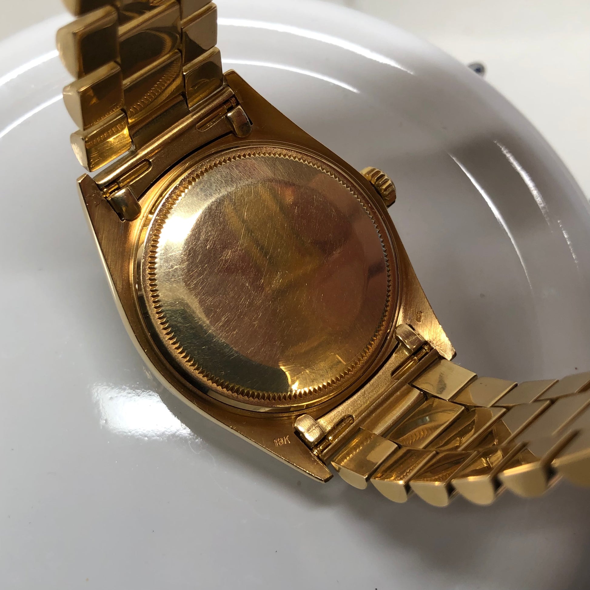 1972 Rolex President 1803 Day Date Yellow Gold Pie Pan Champagne Dial Wristwatch - Hashtag Watch Company