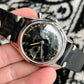 Vintage Angelus Stainless Steel Manual 38mm Cal. 215 Chronograph Black Wristwatch - Hashtag Watch Company