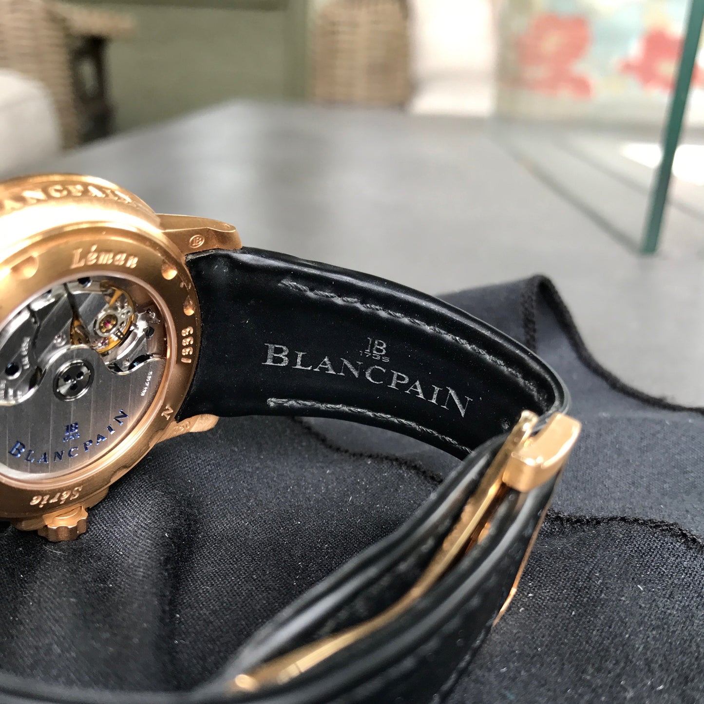 Blancpain Leman Serie Limitee Big Date 2850 18K Rose Gold Rubber Automatic Black Wristwatch - Hashtag Watch Company