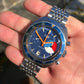 Vintage Heuer Skipper 73463 Autavaia Blue Steel Chronograph Valjoux 7734 Wristwatch - Hashtag Watch Company