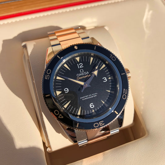 Omega Seamaster 300 Master Co-Axial 41MM 233.20.41.21.01.001 Steel Rose Gold Two Tone Wristwatch Circa 2018 - Hashtag Watch Company
