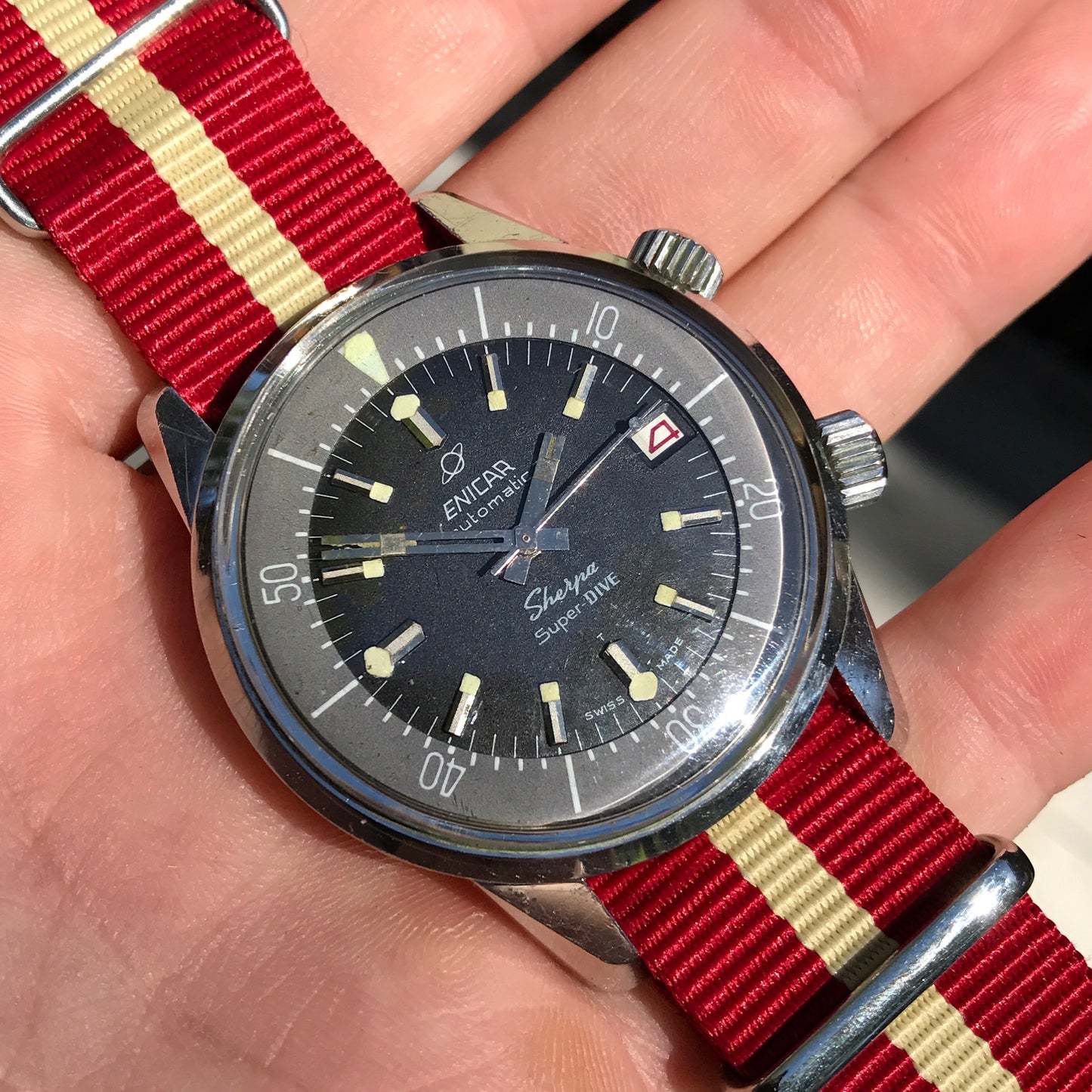 Vintage Enicar Sherpa Super Dive 2342 Polish Military Stainless Steel Automatic Compressor Wristwatch 1960's - Hashtag Watch Company