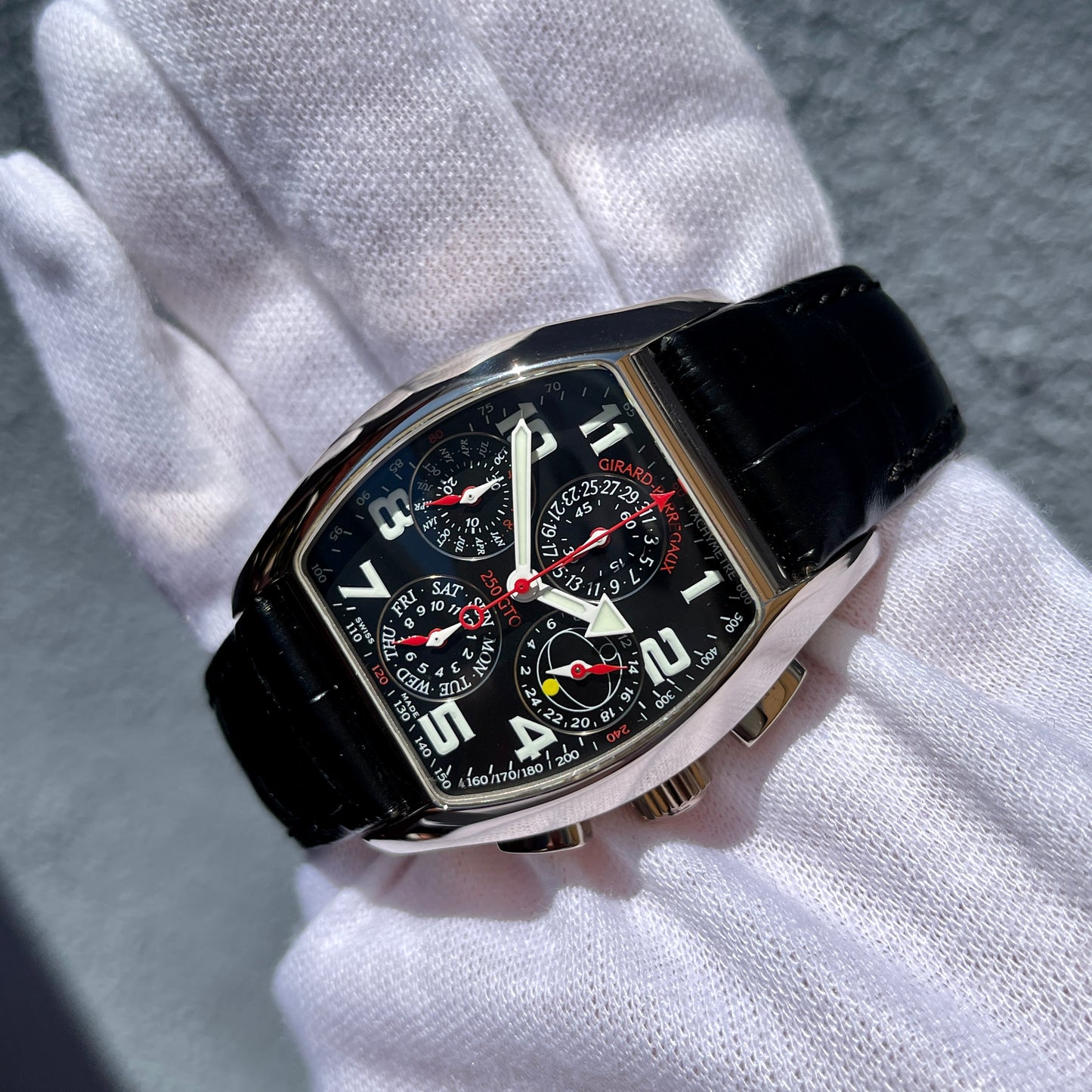 Girard Perregaux Ferrari 250 GTO LMB 1 of 1 18k White Gold Perpetual Calendar Chronograph Wristwatch - Hashtag Watch Company