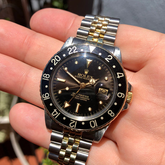 1979 Rolex GMT MASTER 16753 Two Tone Jubilee Nipple Dial Tropical Wristwatch - Hashtag Watch Company