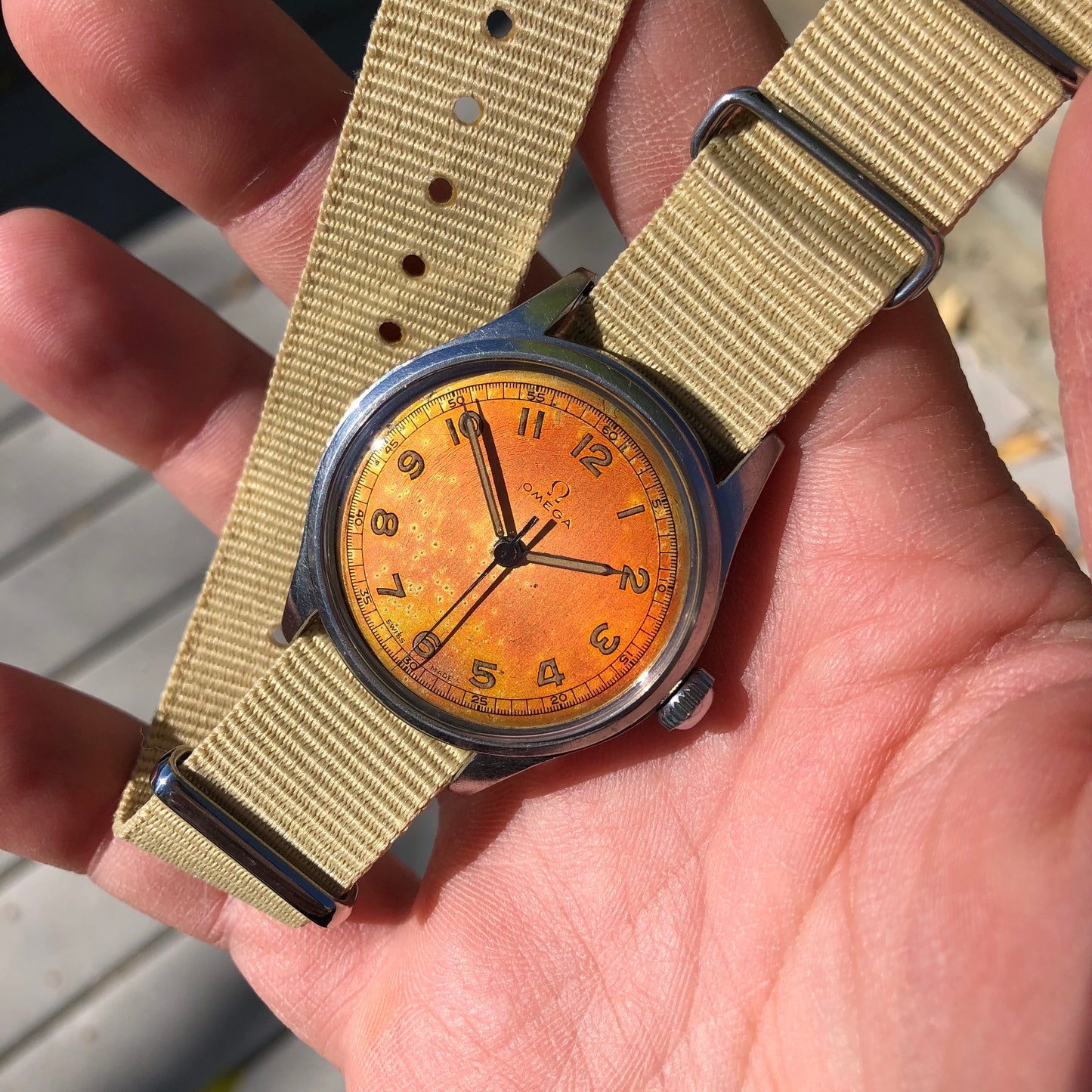 Vintage Omega Steel 2384 WWII US ARMY Tropical Radium Cal. 30T2 Manual Wind Wristwatch Circa 1940s - Hashtag Watch Company