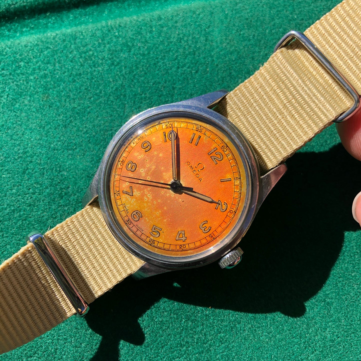 Vintage Omega Steel 2384 WWII US ARMY Tropical Radium Cal. 30T2 Manual Wind Wristwatch Circa 1940s - Hashtag Watch Company