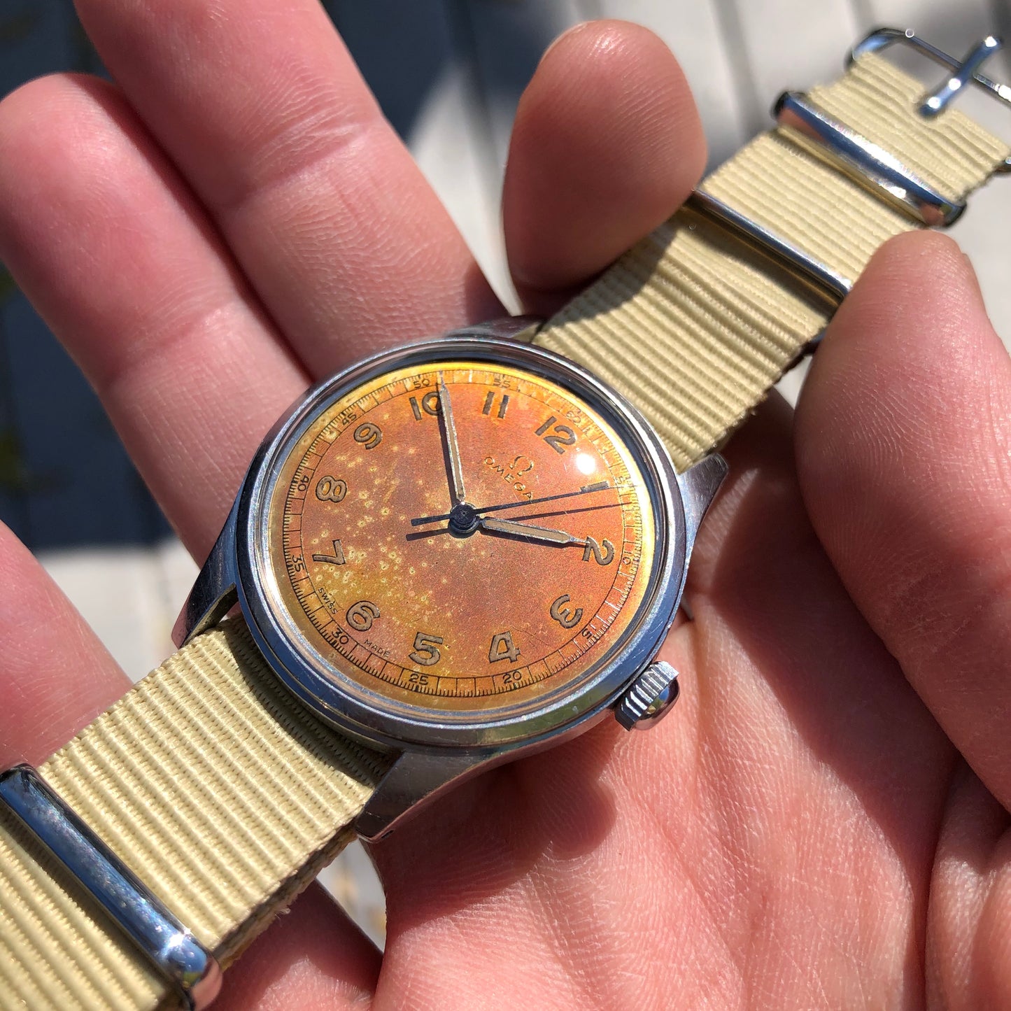 Vintage Omega Steel 2384 WWII US ARMY Tropical Radium Cal. 30T2 Manual Wind Wristwatch Circa 1940s - Hashtag Watch Company