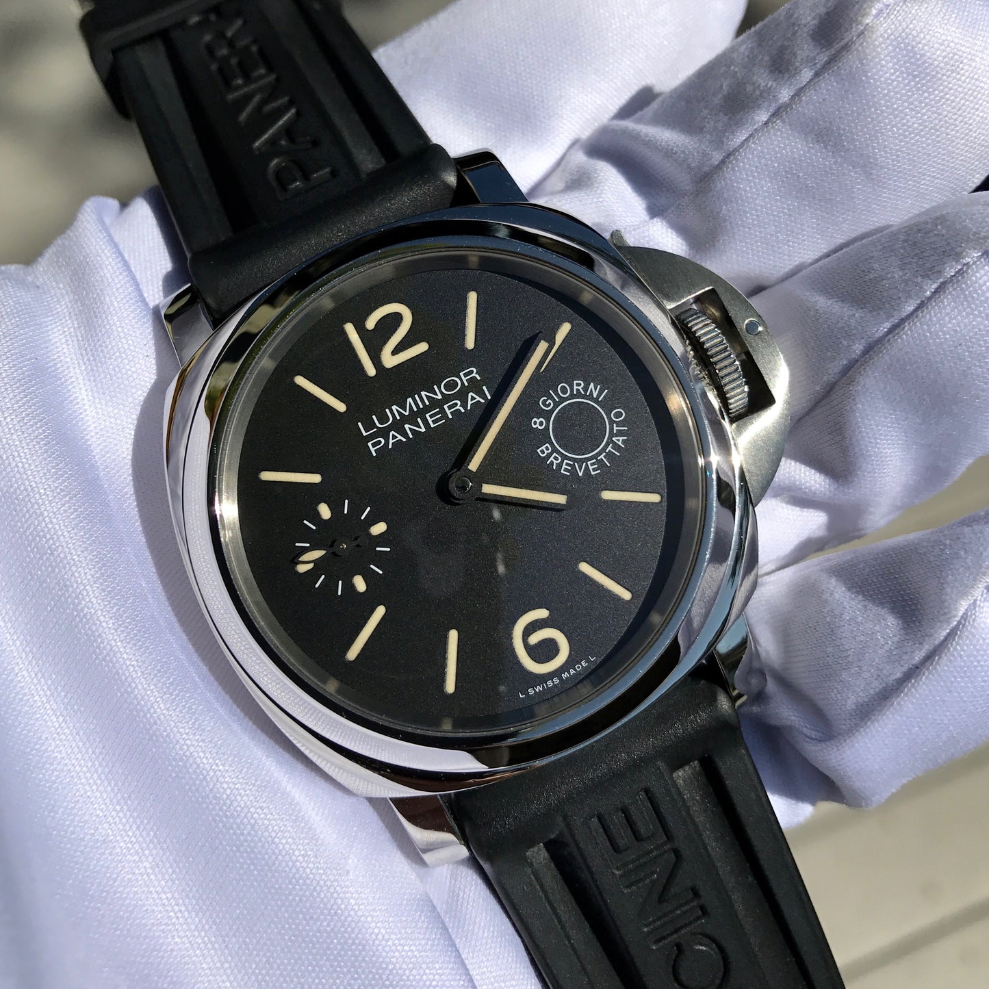 Panerai Luminor PAM 590 8 Days Acciado 44mm Manual Wind Caliber P5000 Wristwatch - Hashtag Watch Company