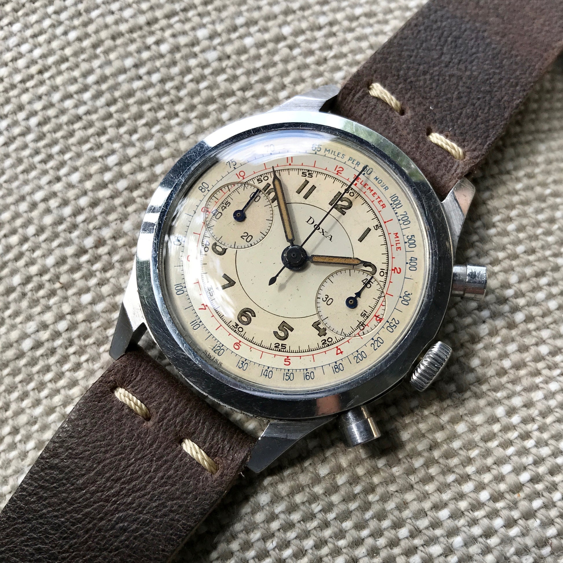 Vintage Doxa Spillman Case Stainless Steel Chronograph Manual 38mm Wristwatch - Hashtag Watch Company