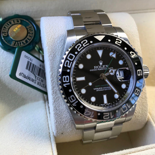 Rolex GMT Master II 116710 Ceramic Steel Automatic Scrambled Serial Watch Box Papers - Hashtag Watch Company
