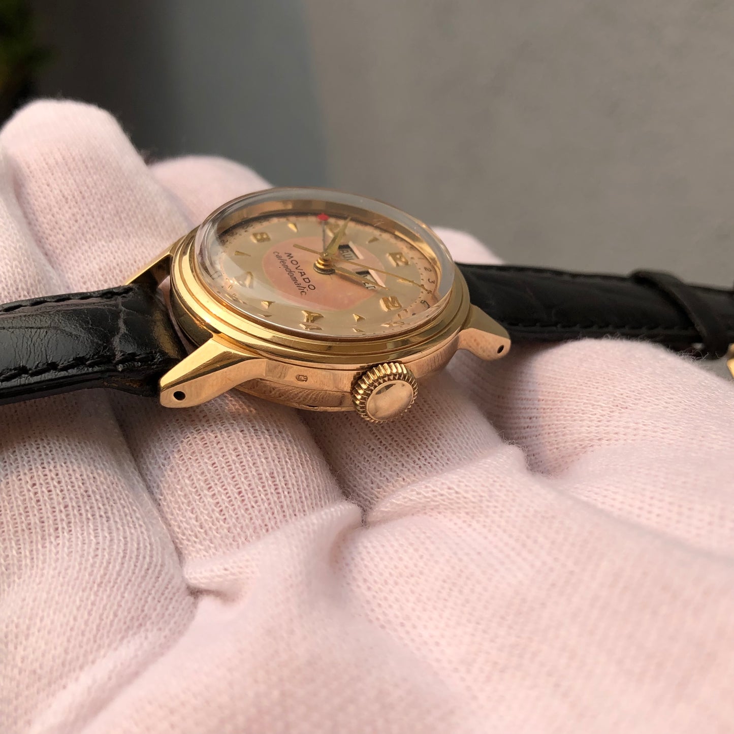 1950s Vintage Movado Calendomatic 46351 Triple Date 14K Yellow Gold Automatic Wristwatch - Hashtag Watch Company