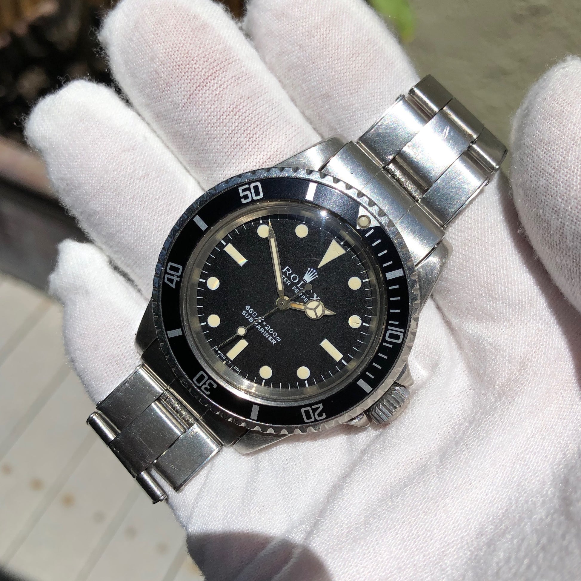 Vintage Rolex Submariner 5513 Matte Black Non Serif Dial Wristwatch Circa 1968 - Hashtag Watch Company