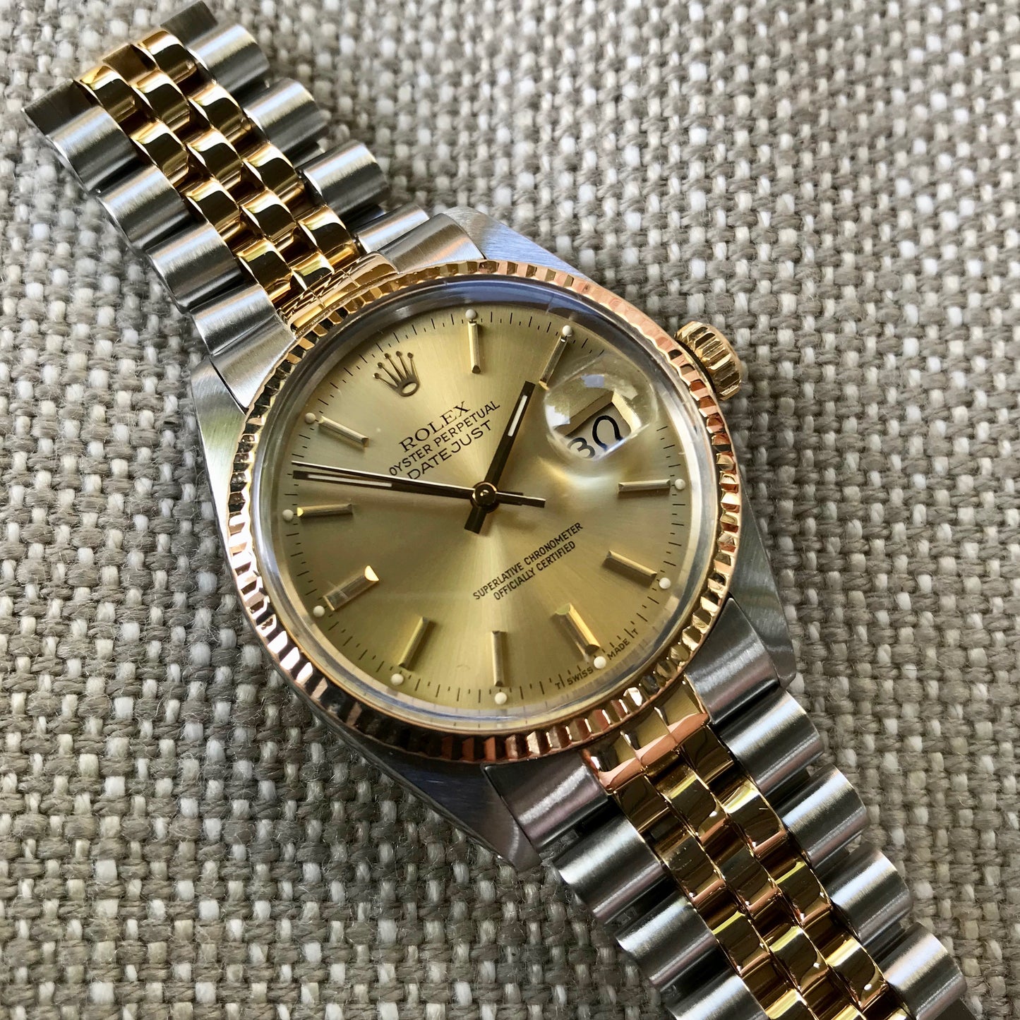 Vintage Rolex Datejust 16013 Two Tone Steel Gold Jubilee Wristwatch 1984 Box Papers - Hashtag Watch Company