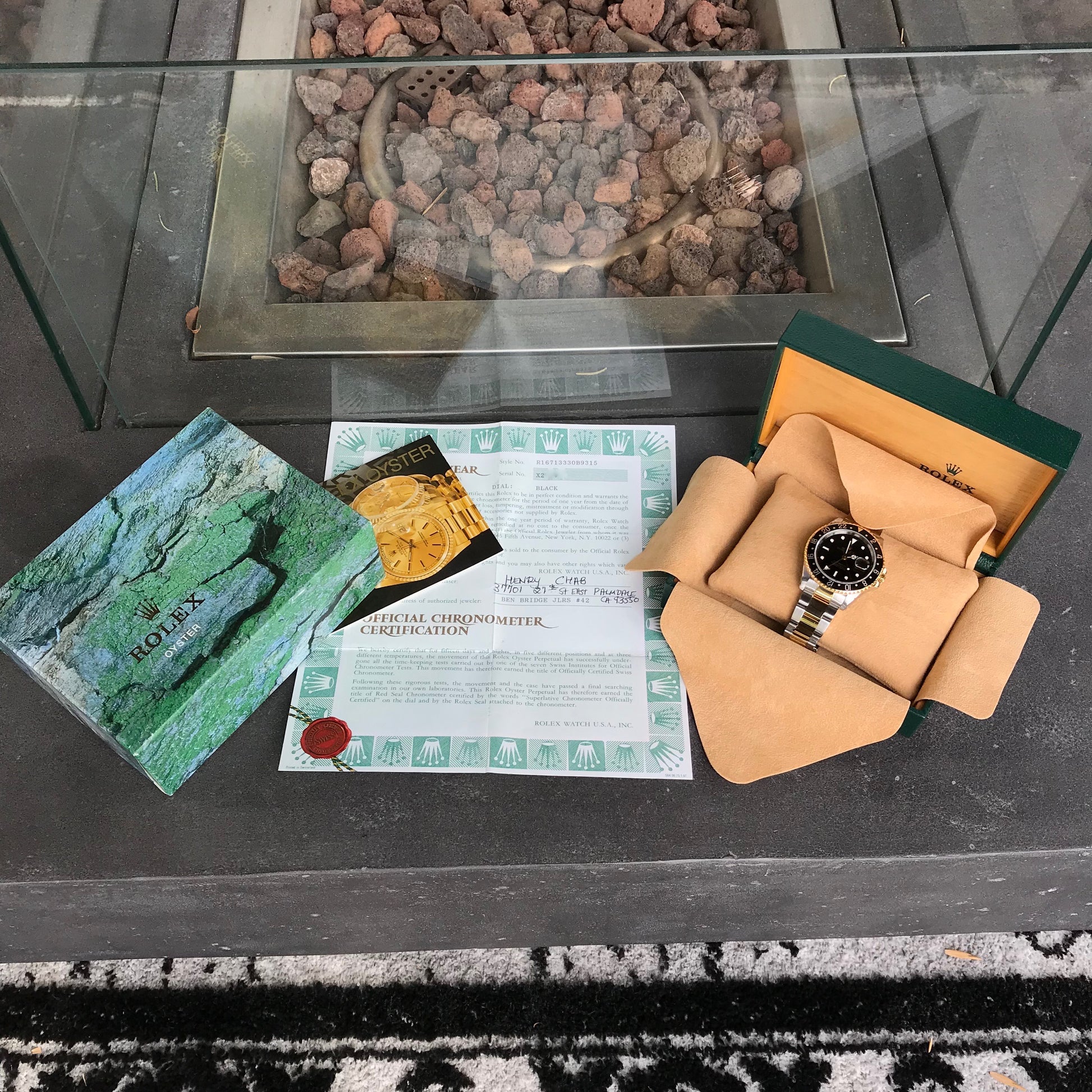Rolex GMT MASTER II 16713 Two Tone Steel Gold Black Oyster Automatic Watch Box Papers 1991 - Hashtag Watch Company