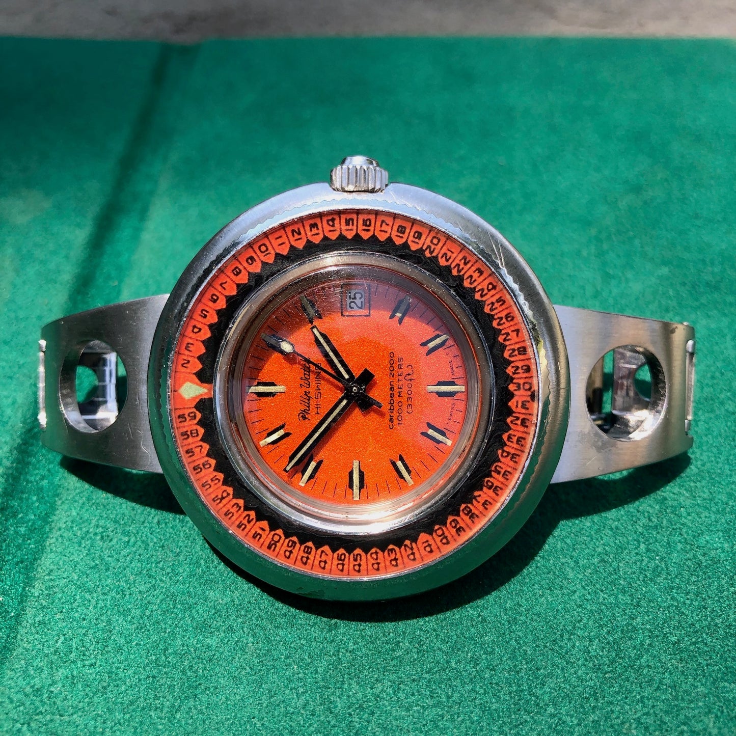 Vintage Philip Watch Hi Swing Caribbean 2000 Diving Automatic Wristwatch Circa 1970s - Hashtag Watch Company