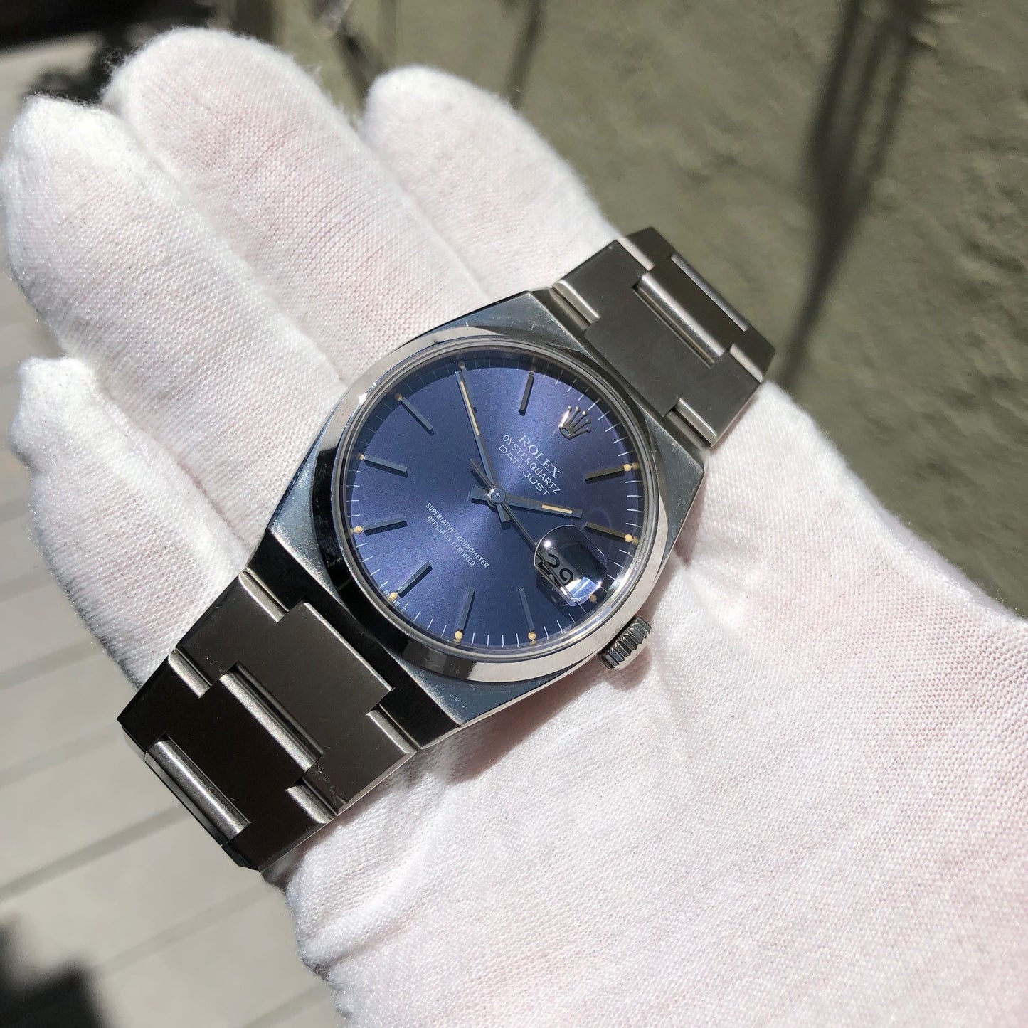 Vintage Rolex Datejust Oysterquartz 17000 Stainless Steel Tropical Wristwatch Circa 1982 - Hashtag Watch Company