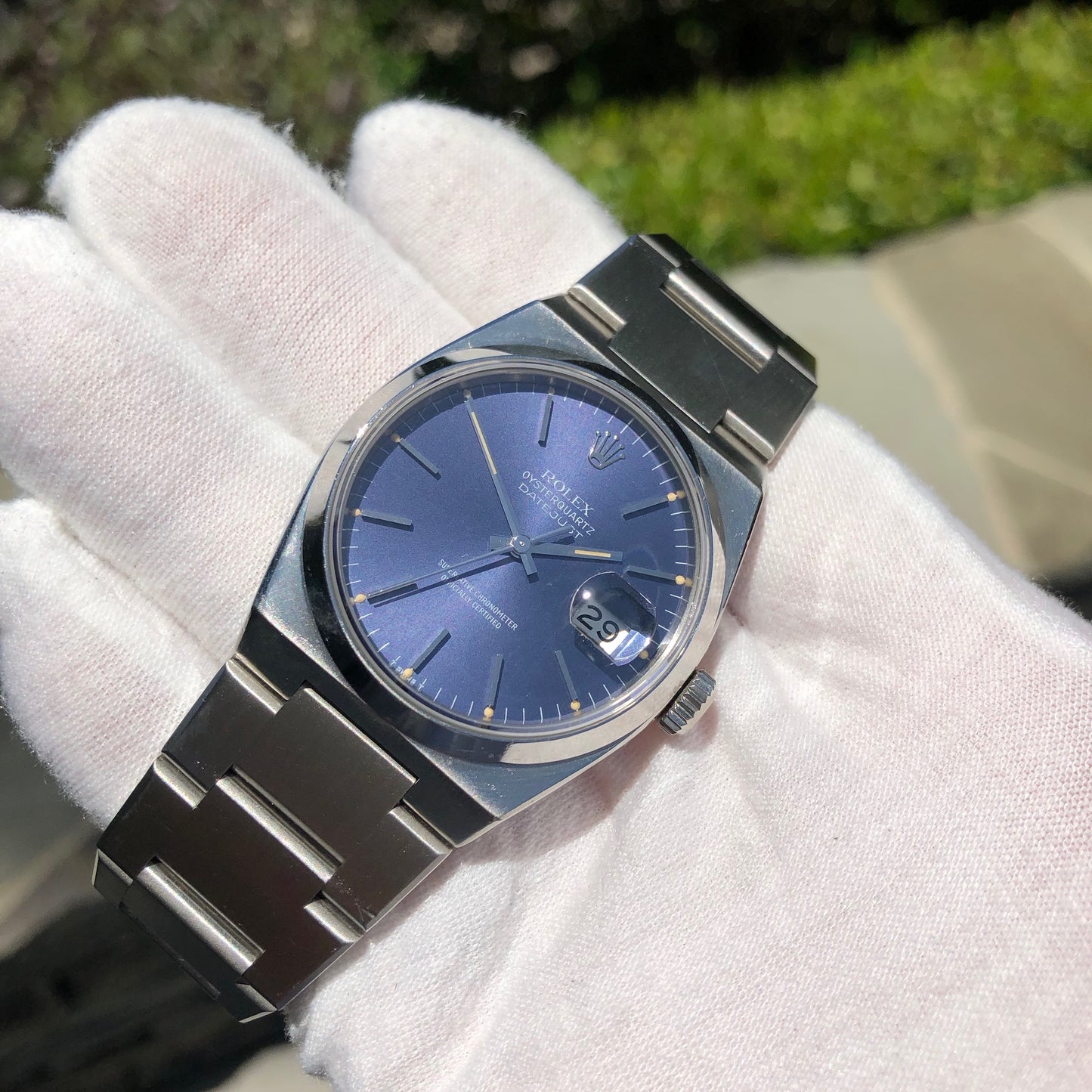 Vintage Rolex Datejust Oysterquartz 17000 Stainless Steel Tropical Wristwatch Circa 1982 - Hashtag Watch Company