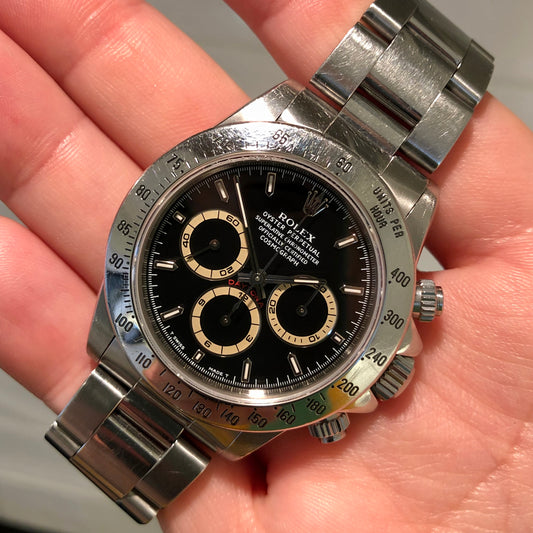 1995 Rolex Daytona Zenith 16520 Patrizzi Black Dial Steel Automatic Chronograph Wristwatch - Hashtag Watch Company