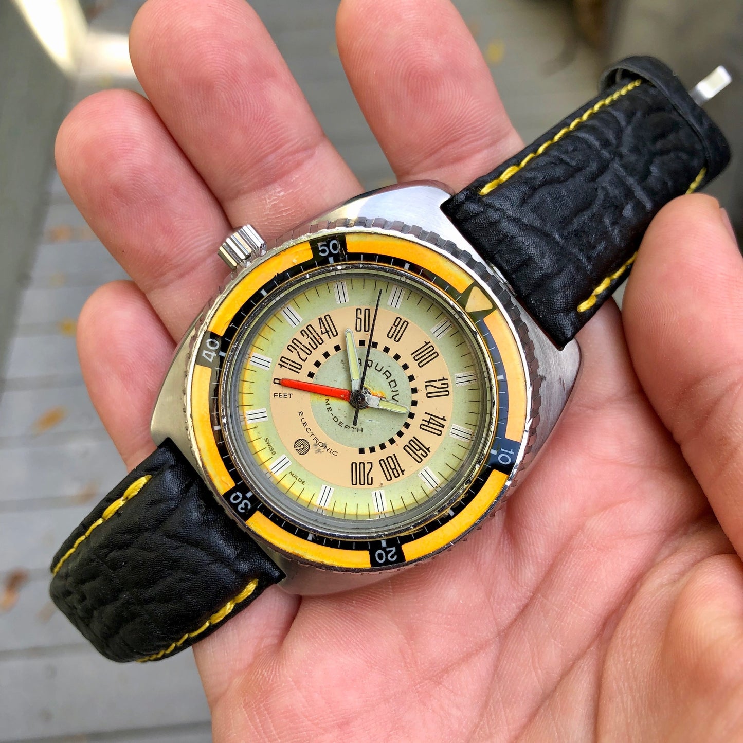 Vintage Aquadive Combination Electronic Depth Gauge Stainless Steel Wristwatch - Hashtag Watch Company