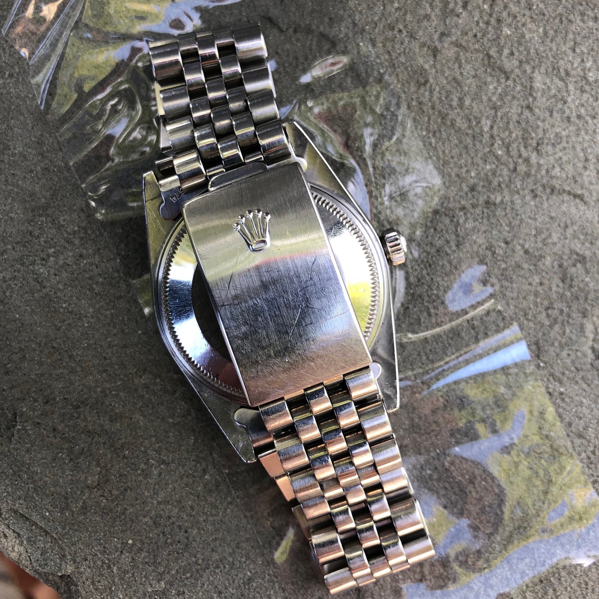 Vintage Rolex Date 15010 Steel Jubilee Cal. 3035 Engine Turn Wristwatch Circa 1985 - Hashtag Watch Company