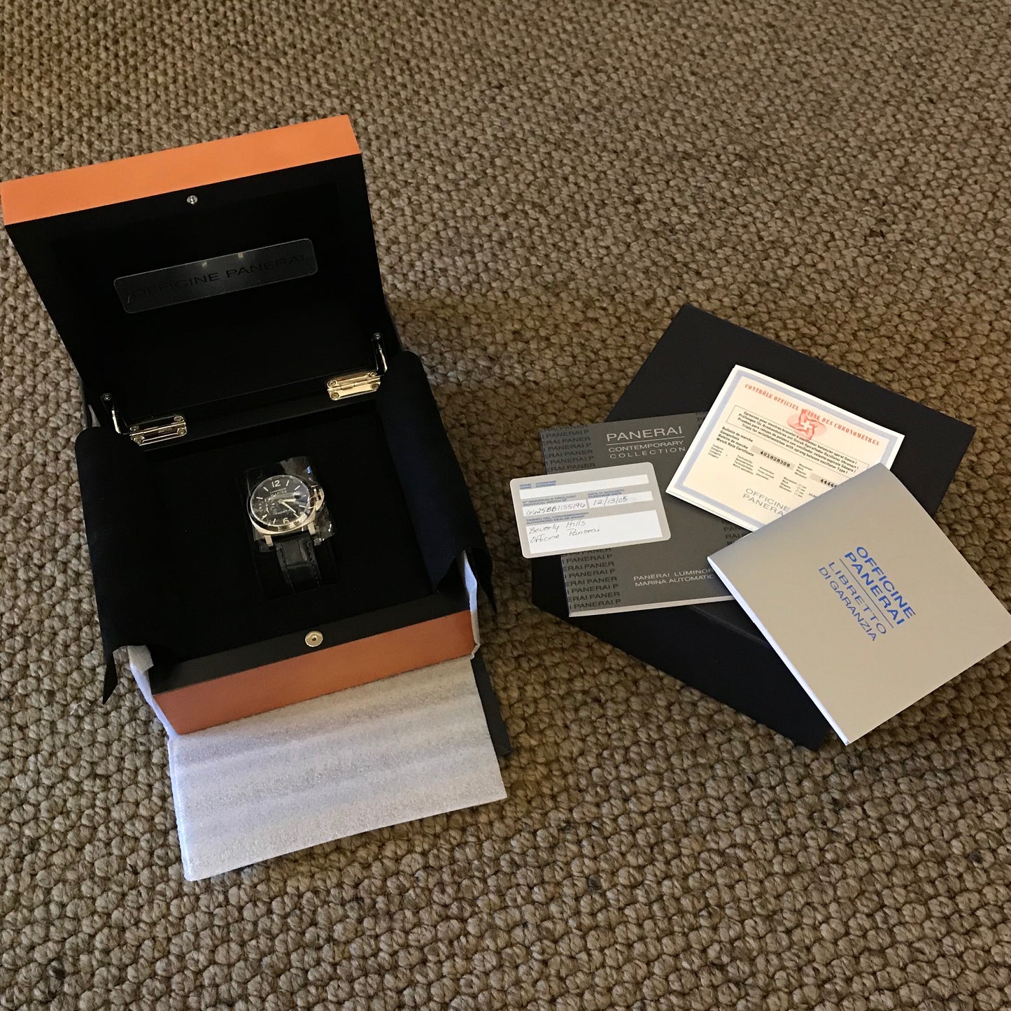 Panerai Luminor Marina PAM 70 Automatic Stainless Steel Blue Wristwatch Box Papers - Hashtag Watch Company