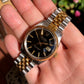 Vintage Rolex Date 15053 Two Tone Steel 18K Yellow Gold Black Jubilee Wristwatch Circa 1984 - Hashtag Watch Company