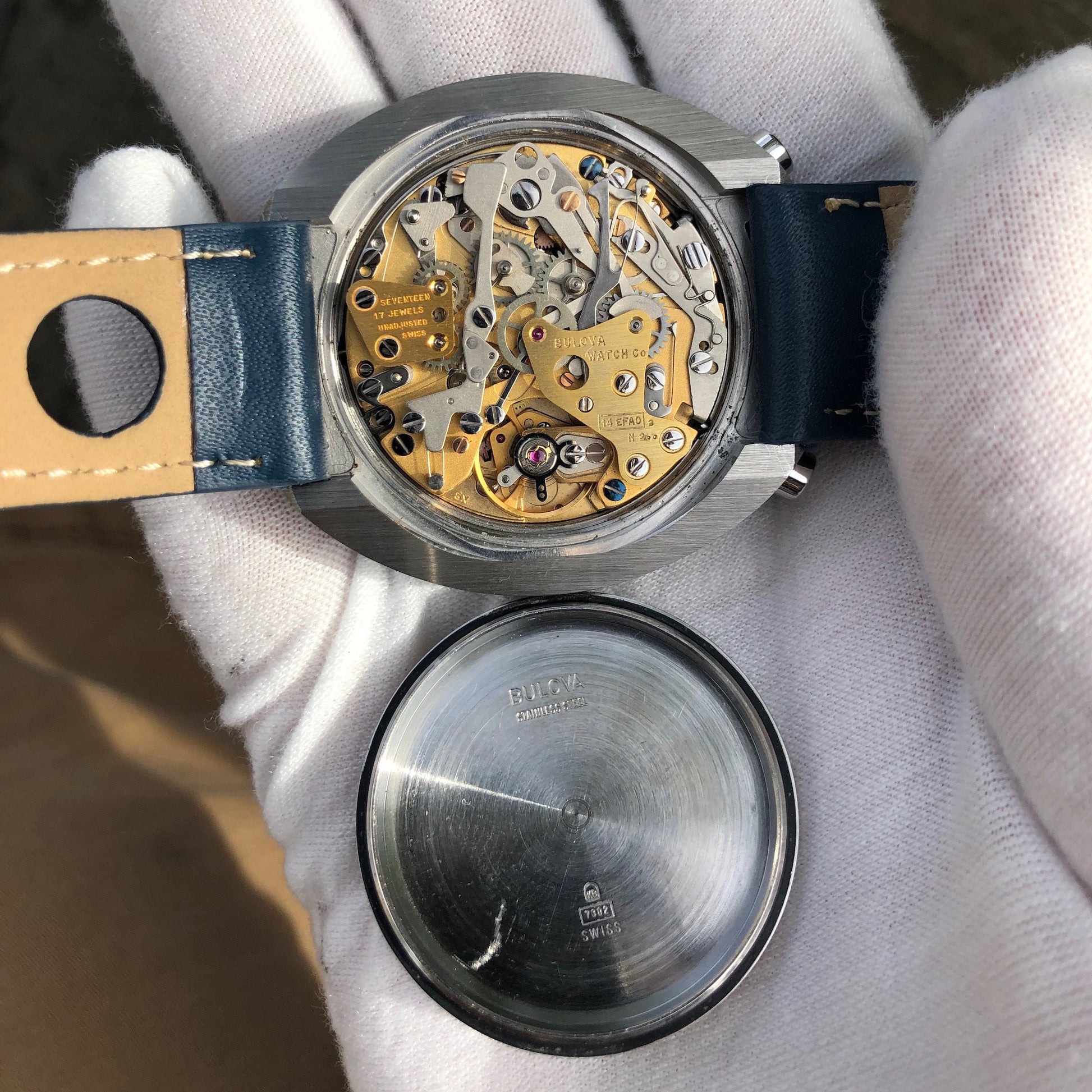Vintage Bulova Parking Meter Bullhead Chronograph Automatic Wristwatch Box Papers - Hashtag Watch Company