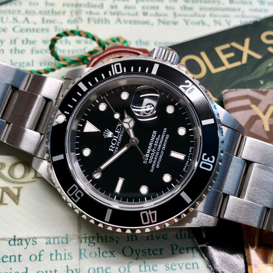1995 Rolex 16610 Submariner Date Tritium Steel Wristwatch with Box and Papers - Hashtag Watch Company