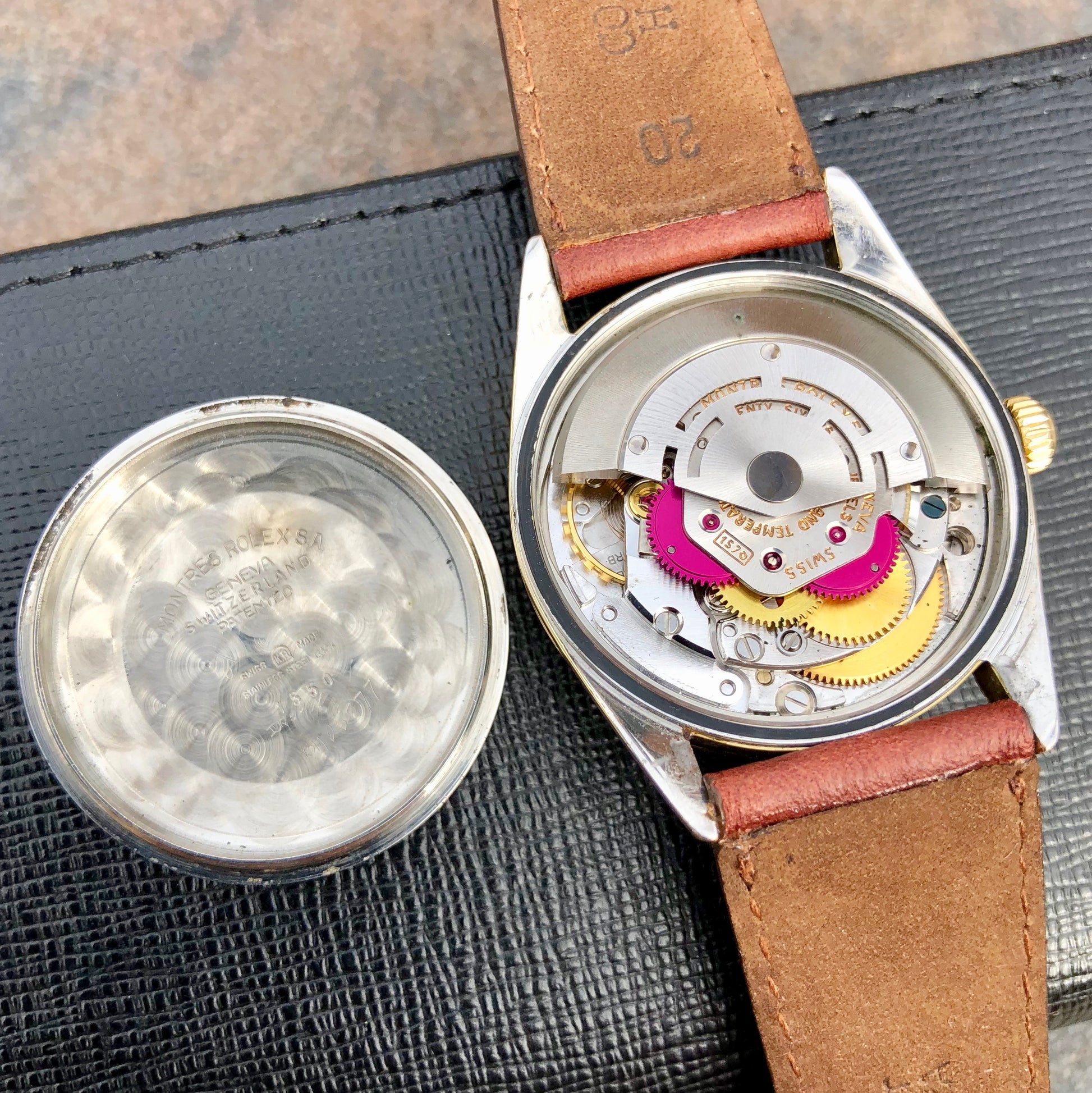 Vintage Rolex Date 1550 14K Gold Capped Steel Oyster Perpetual Cal 1570 Wristwatch Circa 1970 - Hashtag Watch Company