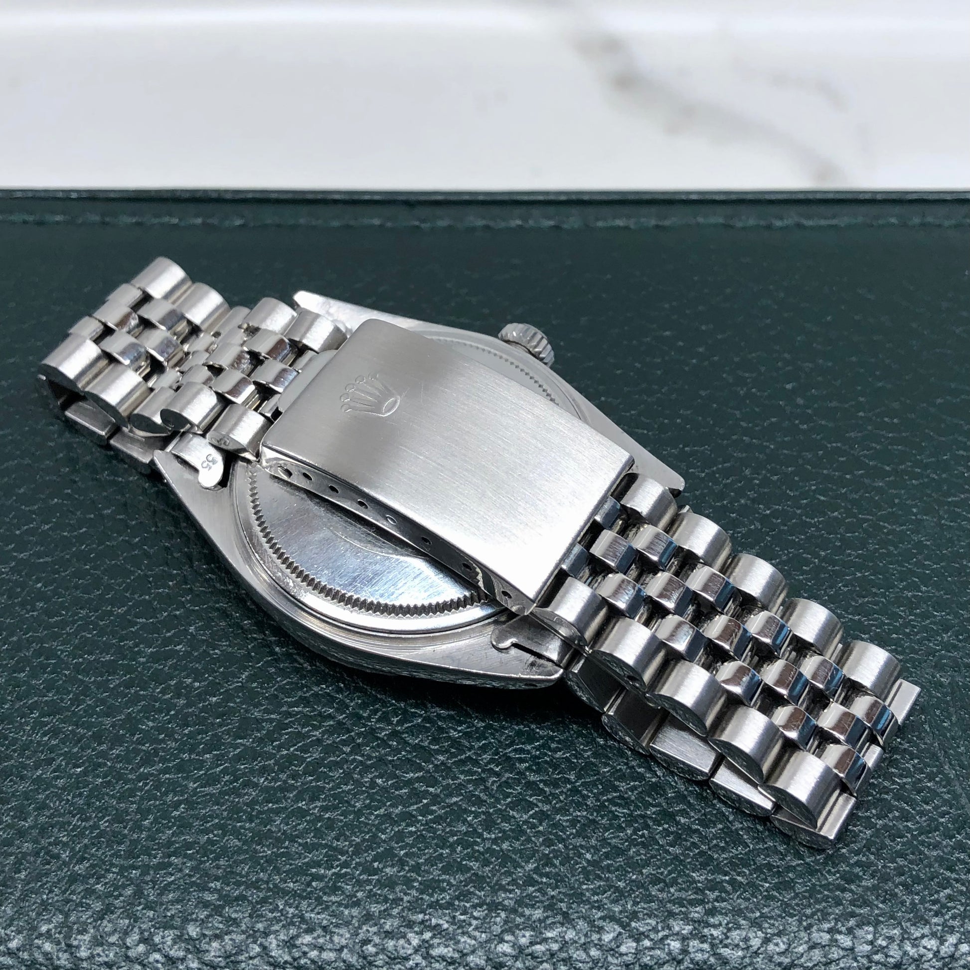 1971 Rolex Datejust 1601 Steel Engine Turned Jubilee Silver Dial Wristwatch Box Papers - Hashtag Watch Co.