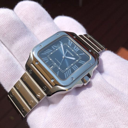 2019 Cartier Santos De Cartier WSSA0013 Blue Dial Men's 39.8mm Wristwatch Box Papers - Hashtag Watch Company