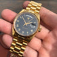 Rolex President 18038 Day Date 18K Yellow Gold Black Roman Circa 1984 Box & Tags - Hashtag Watch Company
