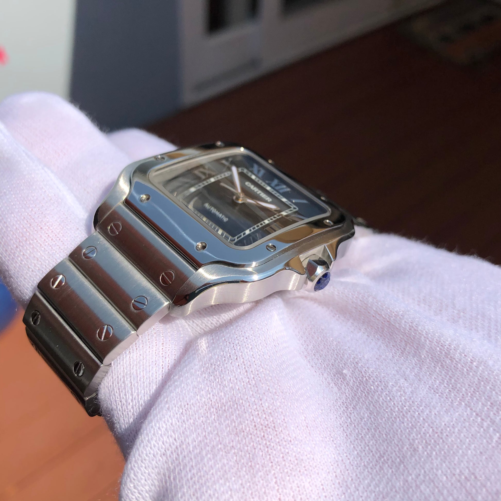2019 Cartier Santos De Cartier WSSA0013 Blue Dial Men's 39.8mm Wristwatch Box Papers - Hashtag Watch Company