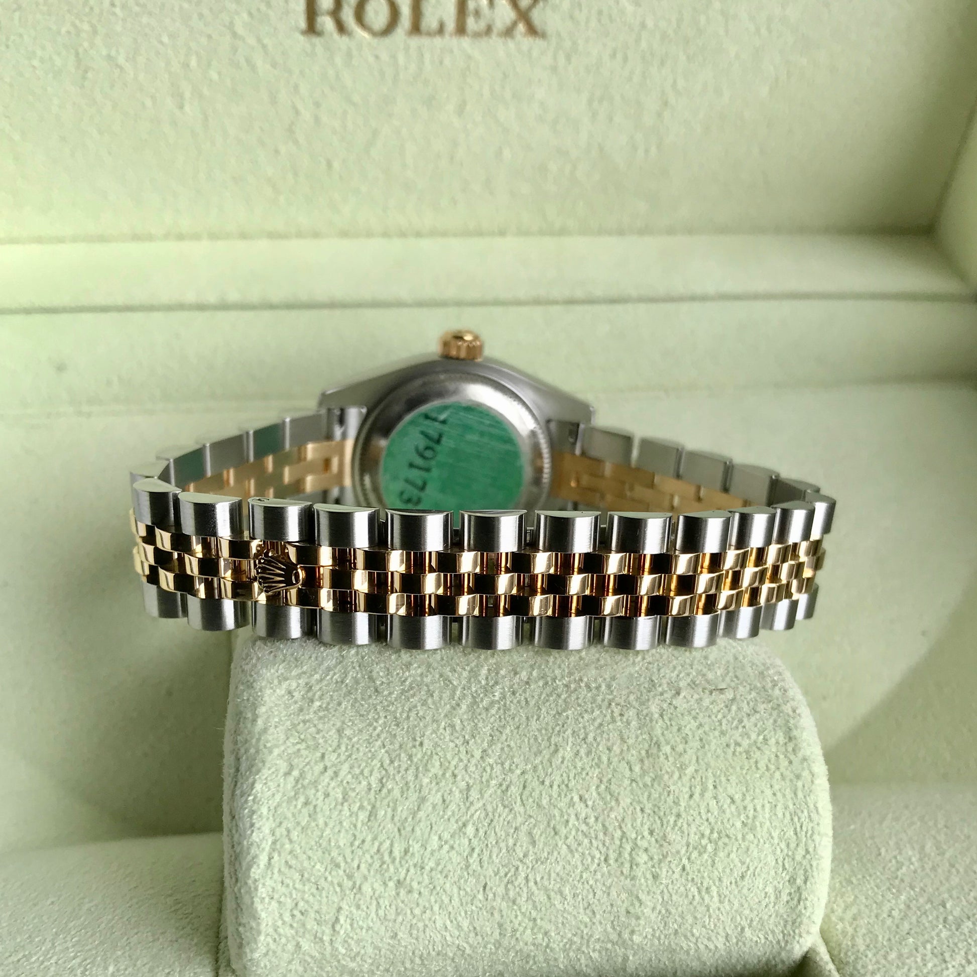 Rolex Datejust 179173 Jadeite Blue Diamond Dial Ladies Jubilee Two Tone Automatic Wristwatch Box & Papers - Hashtag Watch Company