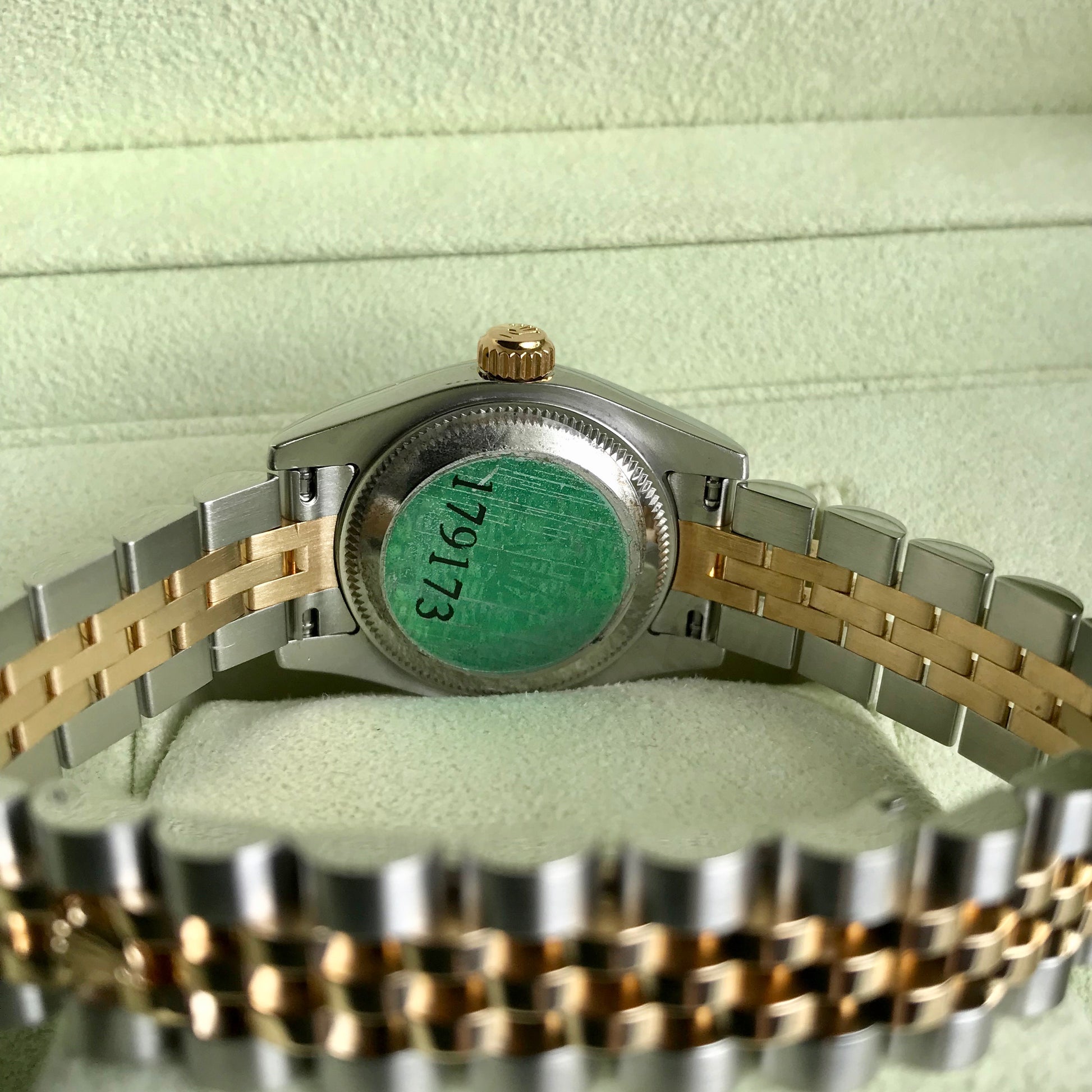 Rolex Datejust 179173 Jadeite Blue Diamond Dial Ladies Jubilee Two Tone Automatic Wristwatch Box & Papers - Hashtag Watch Company