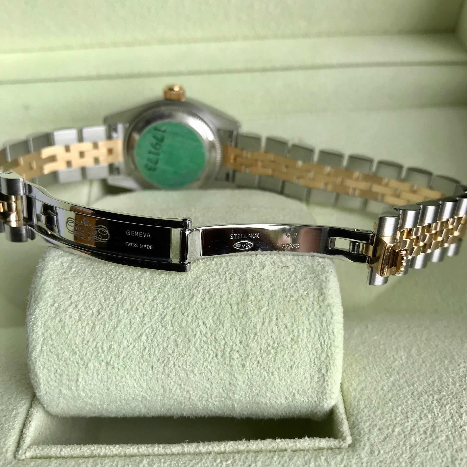 Rolex Datejust 179173 Jadeite Blue Diamond Dial Ladies Jubilee Two Tone Automatic Wristwatch Box & Papers - Hashtag Watch Company