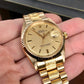 Vintage Rolex Datejust 1601 18K Yellow Gold Champagne Linen Bark Automatic Wristwatch - Hashtag Watch Company