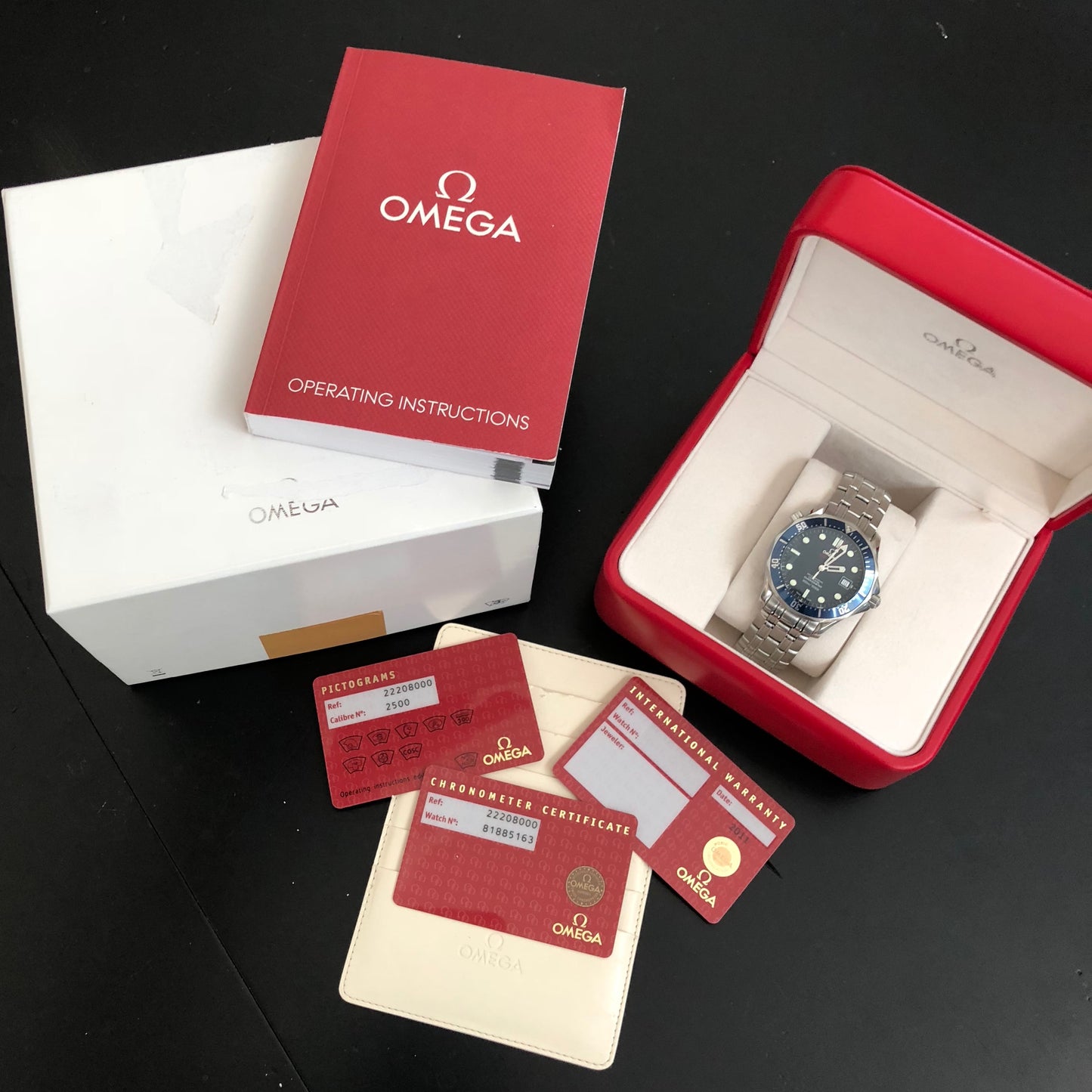 Omega Seamaster Professional Co-Axial Chronometer 2220.80 Blue Wave 41mm Steel Wristwatch Box Papers - Hashtag Watch Company