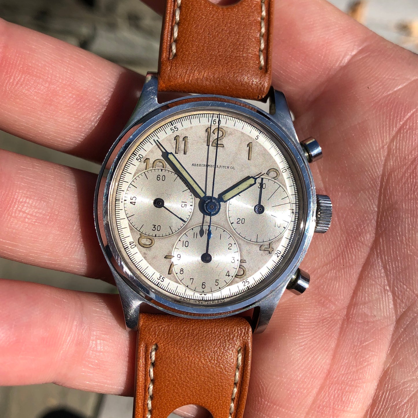 1950s Abercrombie & Fitch Co. 59322 71 Chronograph Steel Valjoux HASHTAGWATCHCO Heuer | Manual Wristwatch